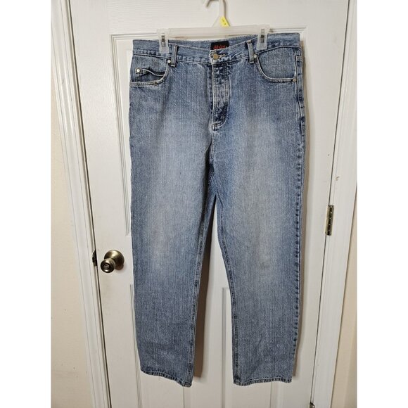 Skin Industry Blue Jeans Mens 36x30 Straight Leg Vtg 90s Button Fly Pink Lady - Picture 1 of 13